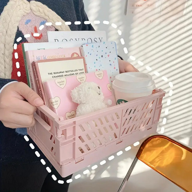 4er-Pack zusammenklappbare Aufbewahrungskisten aus Kunststoff in Grün - Bild 1