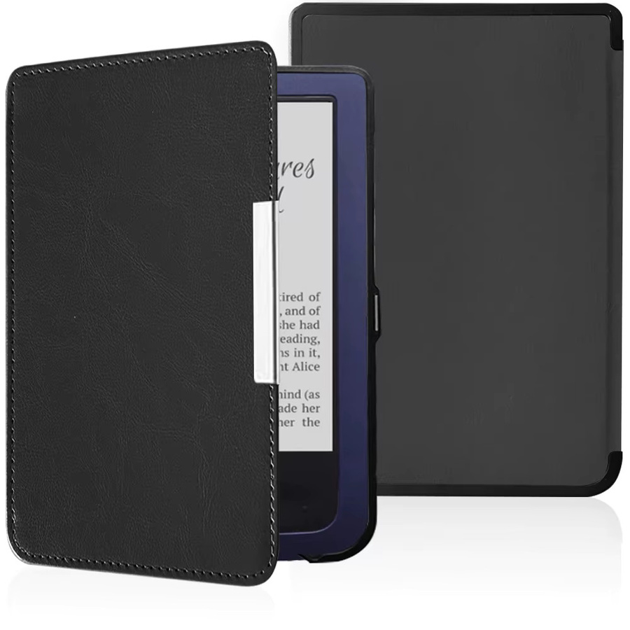 PU-Leder Flip Folio Smart Cover Standhülle für PocketBook Aqua PB640 und Aqua2 PB641 6 Zoll E-Reader in Schwarz - Bild 1
