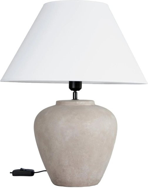 PR Home Lilly Tischleuchte aus Keramik in Beige mit Stoffschirm, B/T/H: 35 x 41 x 41 cm - Bild 1