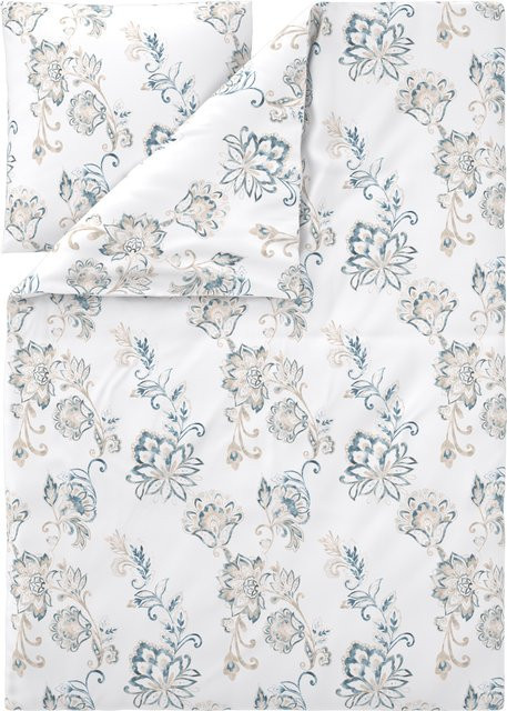 LIVARNO Mako-Satin Bettwäsche Set aus Baumwolle mit Bettbezug und Kissenbezug, Weiß oder Grün, B/H: 135 x 200 cm und 80 x 80 cm - Bild 1