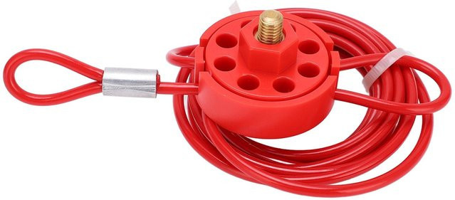 Abschließbares Kabel-Lockout mit 2 Meter Kabel und Edelstahl-Griff in Rot für Lockout-Tagout-Sicherungen - Bild 1