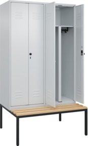 C+P PSA Doppel-Spind Classic PLUS Sitzbank mit 4 Abteilen aus Buche-Hartholz, B/T/H: 212,0 x 120,0 x 81,5 cm - Bild 1