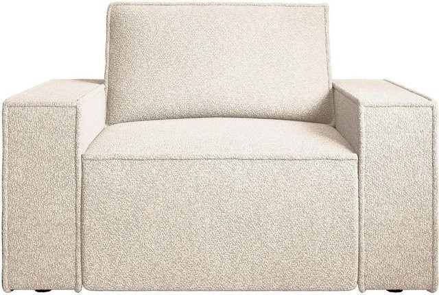 Vente-unique Sessel Amelia mit gerader Rückenlehne in Beige aus Bouclé-Stoff, Breite: 120 cm - Bild 1