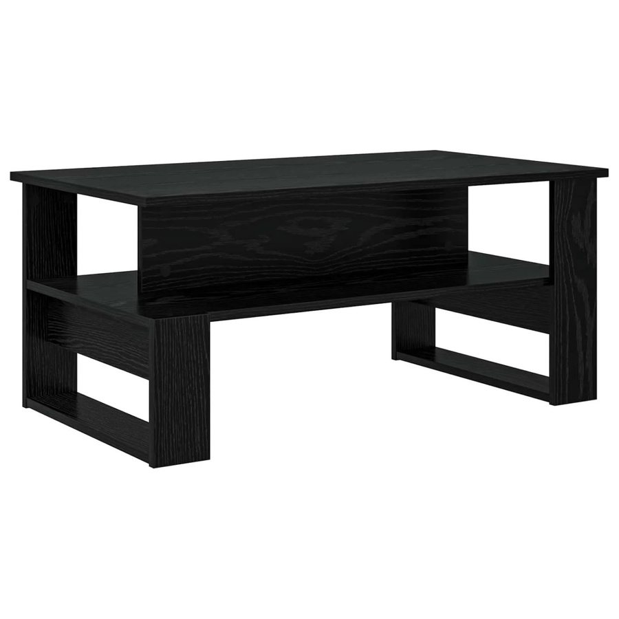 vidaXL Couchtisch in Schwarz und Eichen-Optik, moderner Couchtisch aus Holzwerkstoff mit Holzstruktur, B/T/H: 90 x 50 x 40 cm - Bild 2