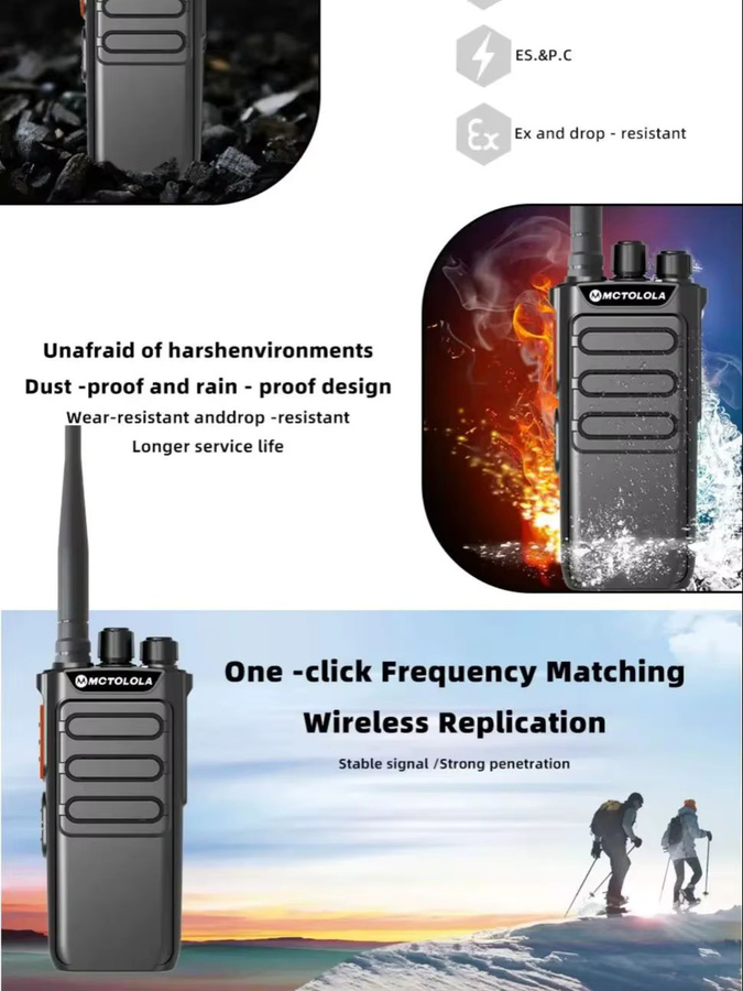 Motorola MT-170 EX Explosionsgeschütztes Walkie-Talkie, analoges kabelloses Zwei-Wege-Gegensprechanlage mit 6000 mAh Akku, Schwarz - Bild 5