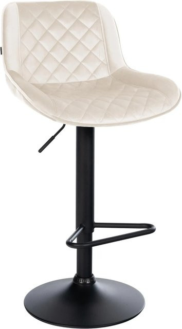 DELUKE Barhocker KUHAR Barstuhl aus Samt in Creme, höhenverstellbar, drehbar mit Lehne, B/T/H: 50 x 52 x 84 cm - Bild 1