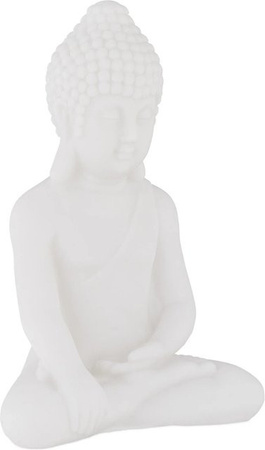 Relaxdays Buddha Figur aus Kunststoff in Weiß, wetterfest und frostsicher für Feng-Shui, B/T/H: 17 x 11,5 x 8 cm
