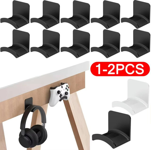 Universeller Headset-Aufhänger als selbstklebende Wandhalterung für Gaming-Kopfhörer in Schwarz - Bild 1