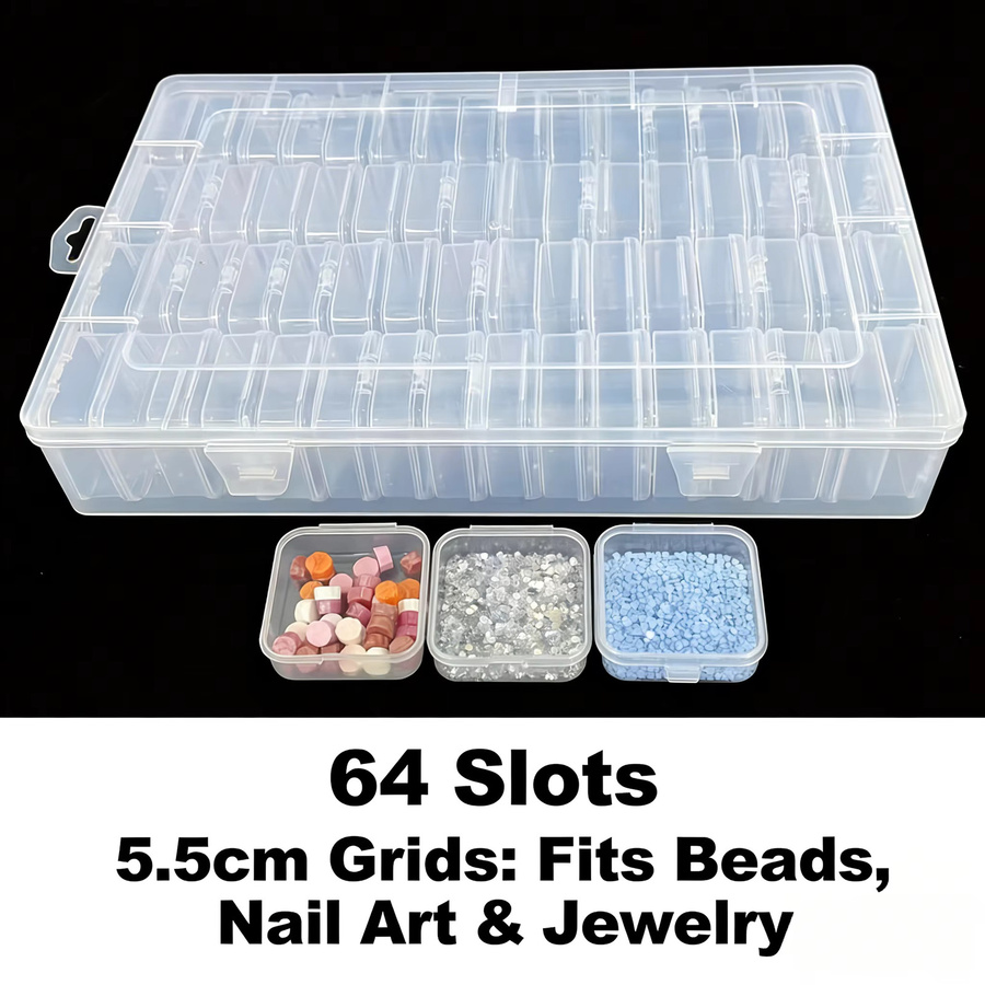64-teiliges Set transparente Kunststoff-Aufbewahrungsboxen als tragbarer Organizer für Perlen, Schmuck und Bastelmaterialien - Bild 3