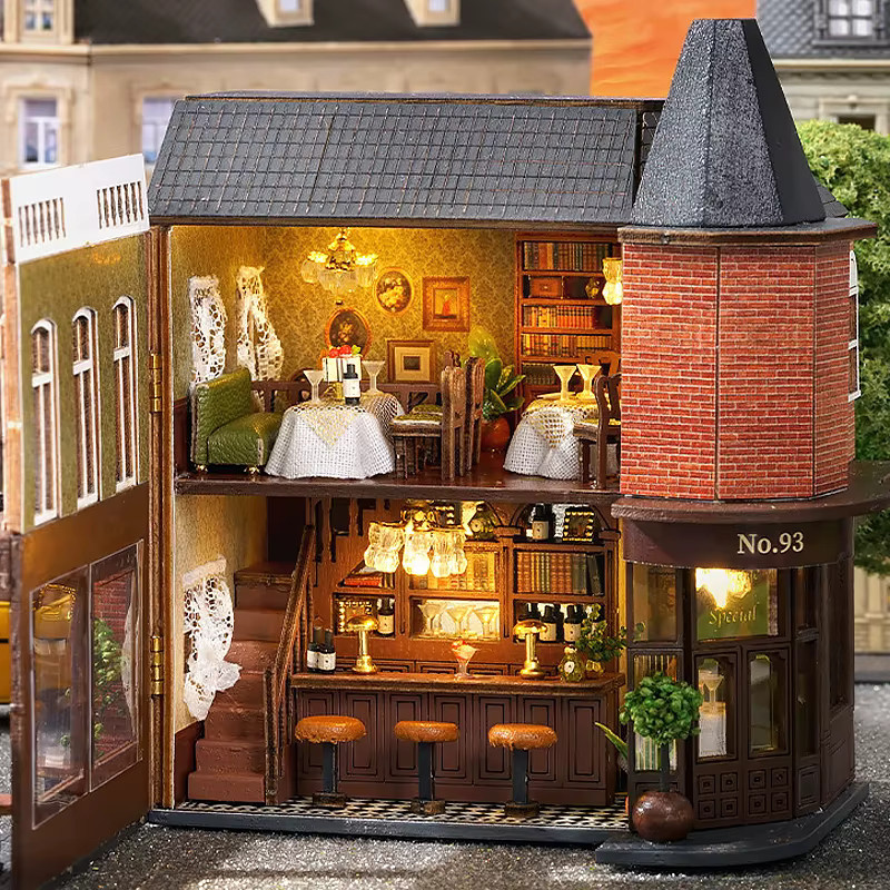 zuuton Mini Montage Modell Villa Architektur Kit, 3D Puzzle Puppenhaus, Mehrfarbig - Bild 2