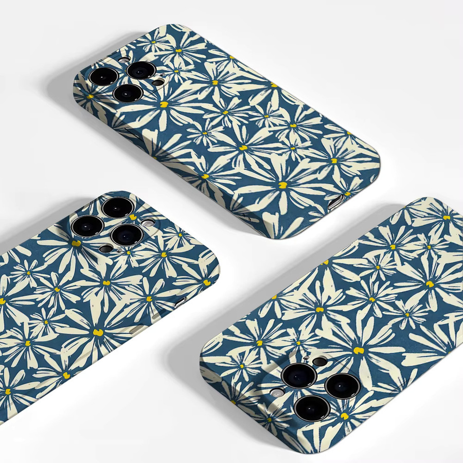 Aurea Case Matte Bumper MagSafe Hülle mit blauem Gänseblümchen-Print für iPhone 17 16 15 14 13 Pro Max stoßfest - Bild 3