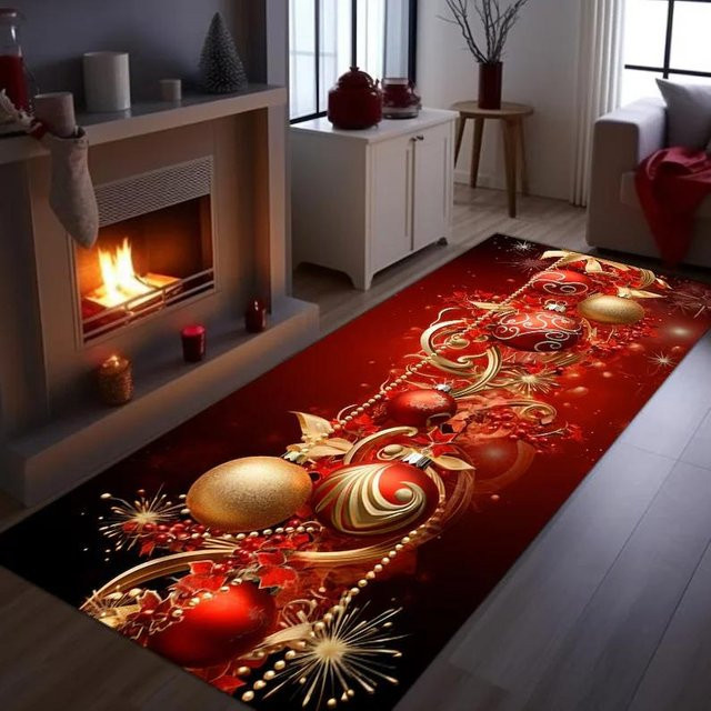 Lodestar Weihnachtsmann Läuferteppich mit Geschenken in Rot, B/L: 50 x 150 cm - Bild 1