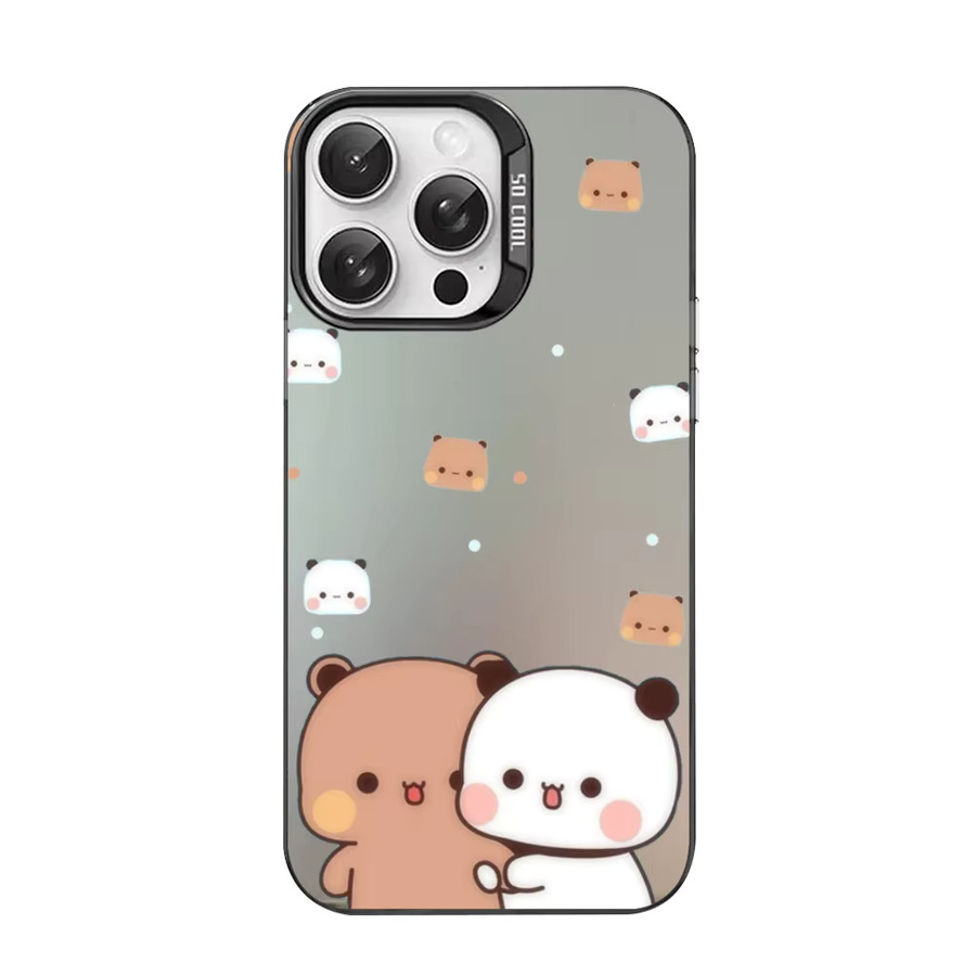 BuBu DuDu Cartoon Handyhülle für iPhone 16 15 14 13 12 11 Pro Max in Grau Matt mit Laser Metallic Aurora Effekt - Bild 6