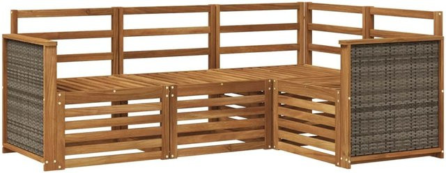 vidaXL Sofagarnitur 4er Set aus Massivholz Akazie in Natur Braun für Garten und Terrasse - Bild 1