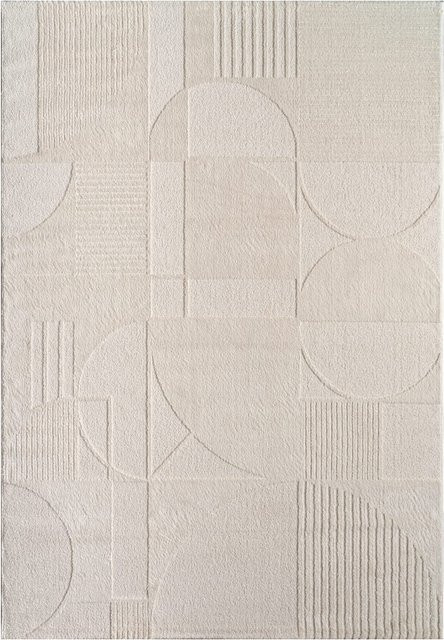 Moderner Teppich Sumo in Creme und Beige mit geometrischem Hoch-Tief-Effekt, B: 120 cm, L: 170 cm - Bild 1
