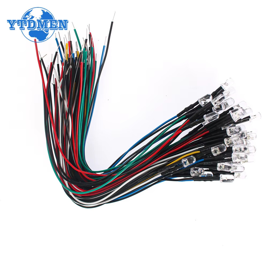 YTDMEN LED Diode Set 50 Stück vorverdrahtet 12V 5mm mit 20cm Kabel in 5 Farben Weiß Rot Grün Blau Gelb - Bild 3