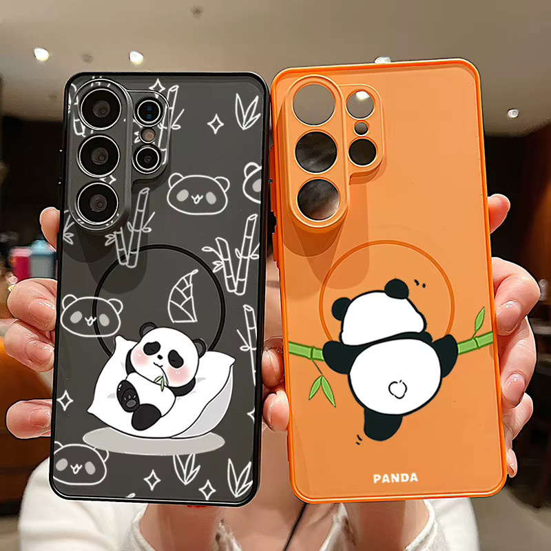 Magnetische Handyhülle mit Panda-Muster für Samsung Galaxy S26 S25 S24 S23 S25 Ultra S24 FE A56 A37 A17 A55 A36 A16 A15 5G in Schwarz - Bild 1