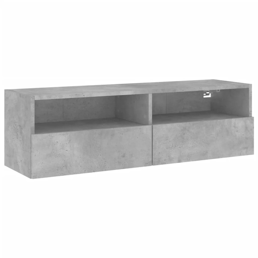 vidaXL TV-Wandschrank in Betongrau aus Holzwerkstoff mit Türen und Regalfach, B/T/H: 100 x 30 x 30 cm - Bild 2