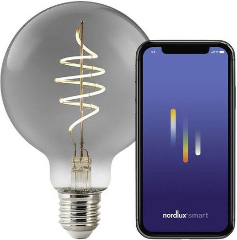 Nordlux LED Globeform E27 Leuchtmittel aus Glas in Grau Transparent mit 4.70W und warmweißem Licht - Bild 1