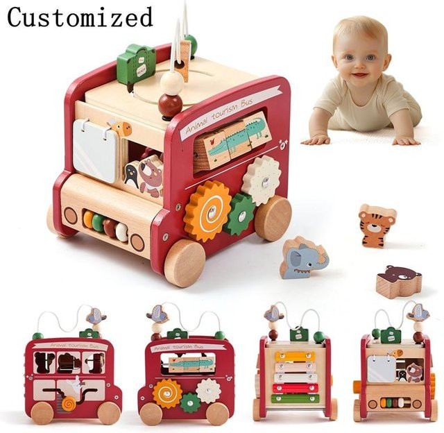 Binchi Outdoor Product Hölzerner Multifunktions-Bus, Lernspielzeug, ab 0 Jahre - Bild 1