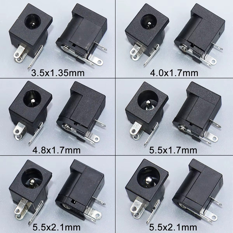 JCD DC-Stromanschlüsse 3-polige DC-Buchsenanschlüsse in Schwarz mit verschiedenen Größen 3,5x1,35mm bis 5,5x2,5mm - Bild 1