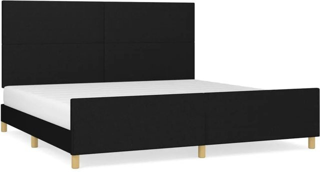 vidaXL Bettgestell mit Kopfteil in Schwarz aus Stoff und Holz, B/T: 200 x 200 cm - Bild 1
