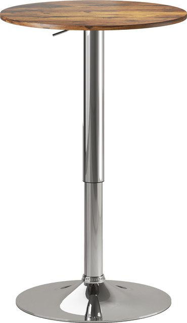 Aosom HOMCOM Bistro-Stehtisch höhenverstellbar braun mit 360° Drehplatte und verchromtem Metall, Durchmesser: 60 cm, Höhe: 67-93 cm - Bild 1