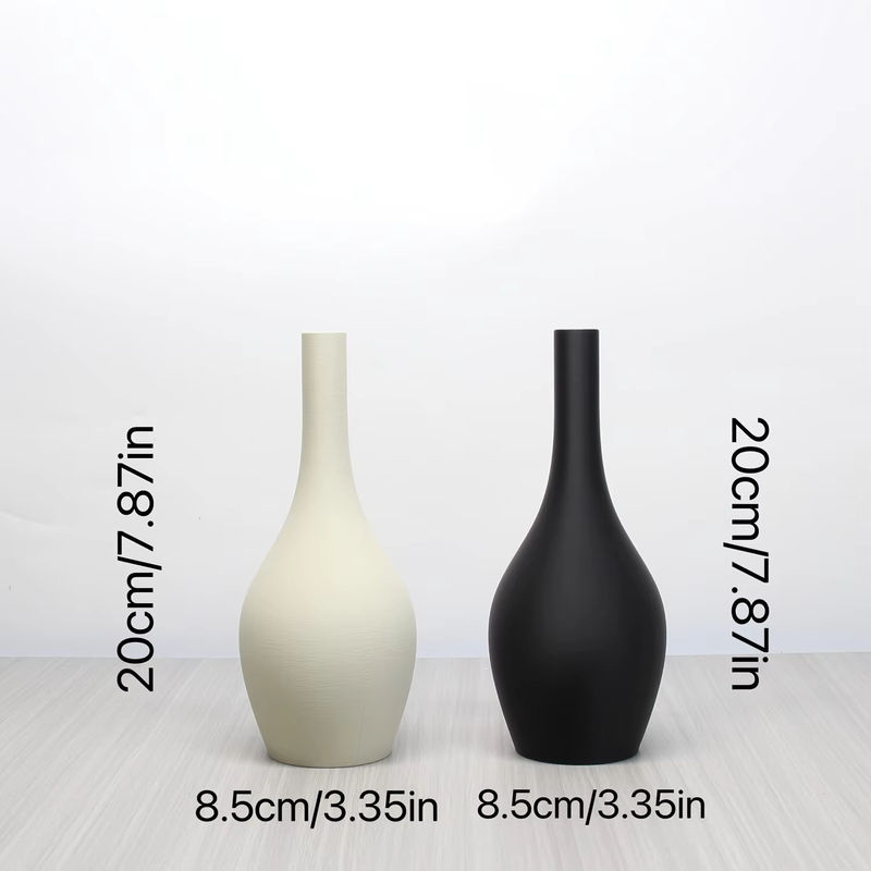 Elegante Keramikvase im Bohemian-Stil für Schnittblumen und Trockenvase, Schwarz, bauchig und unregelmäßig geformt - Bild 3