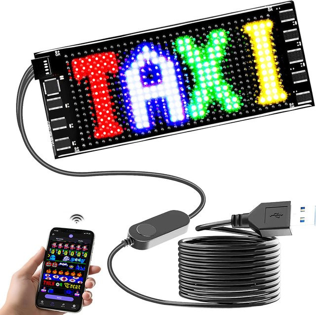 Rybakov RGB LED Matrix Panel Smart Scrolling LED Zeichen mit Bluetooth, USB und Fernbedienung in Schwarz - Bild 1