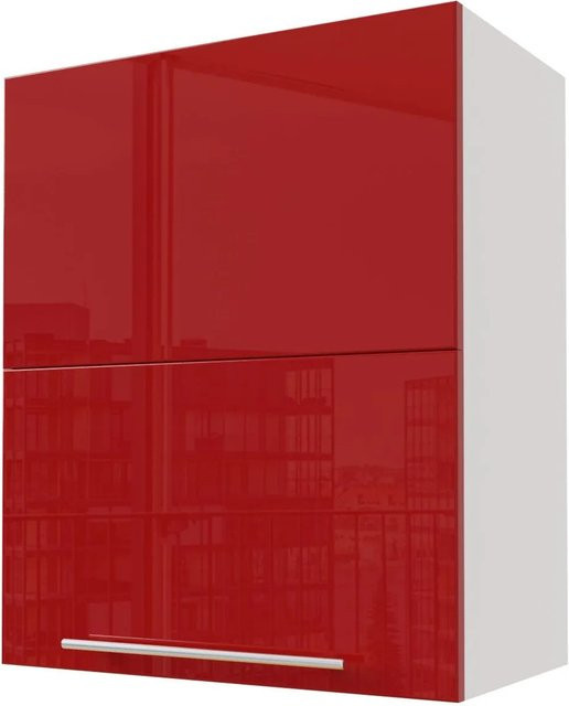 Feldmann-Wohnen Klapphängeschrank Brerra W8B/60-AV in Weiß und Karminrot Hochglanz B/T/H: 60 x 32,5 x 72 cm - Bild 1