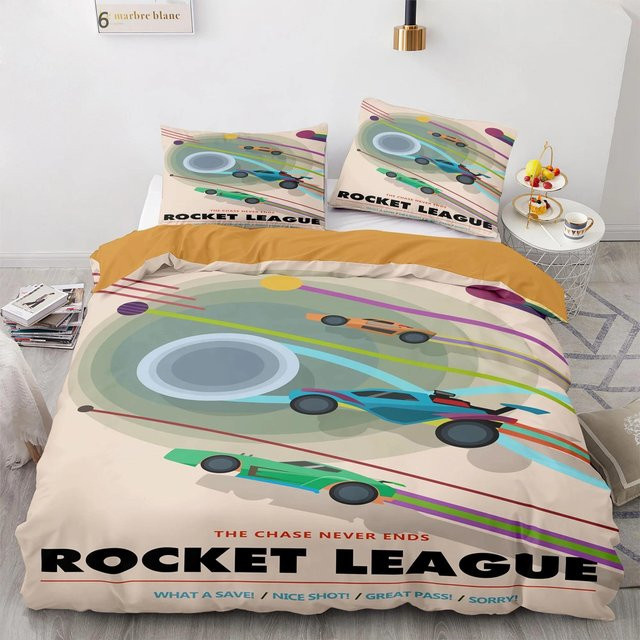 Rocket League Bettwäsche Set aus Mikrofaser-Polyester, Mehrfarbig, Inhalt: 1 Bettbezug (Breite: 70 cm, Länge: 133 cm) und 2 Kissenbezüge - Bild 1