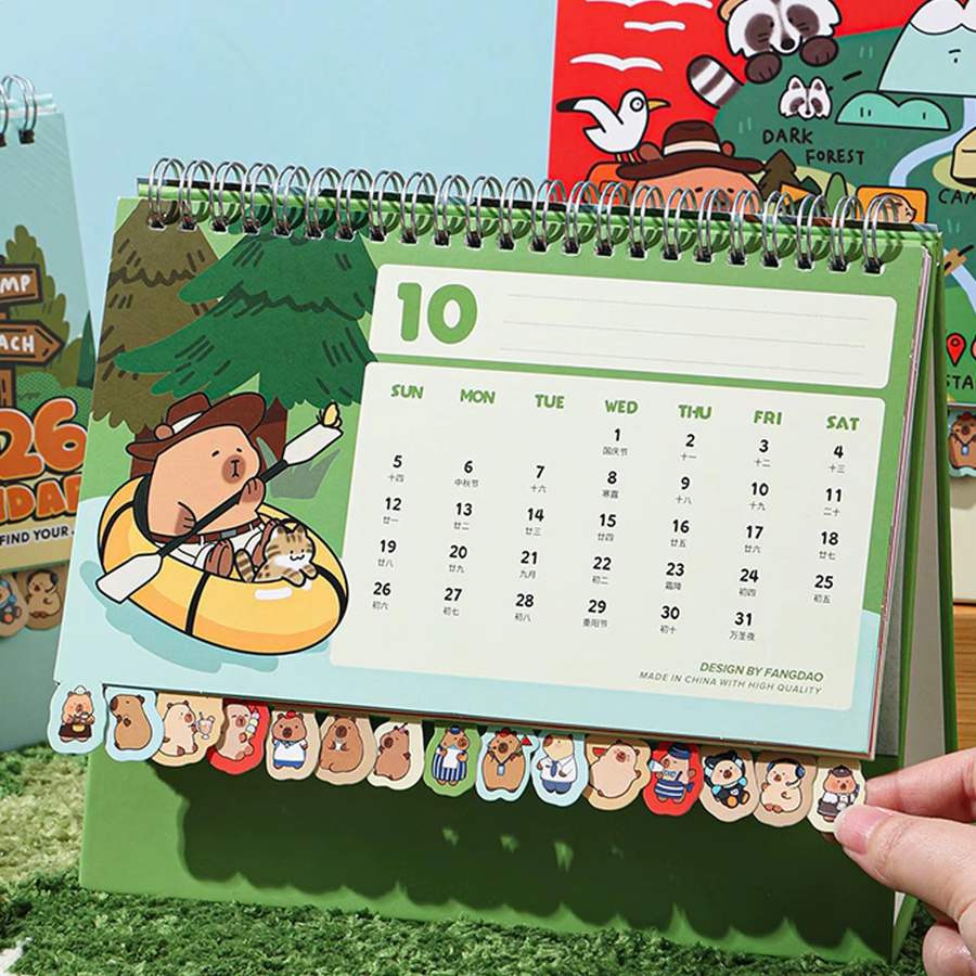 2026 Capybara Tischkalender mit 12 Monaten, bunter Tier-Tischplaner für Büro, Schule und Zuhause - Bild 3