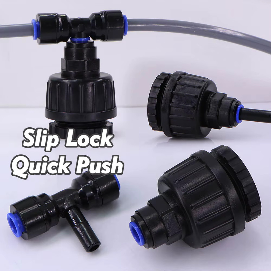 MUCIAKIE 3er Set Garten Wasserhahn Adapter Slip Lock zur Konvertierung von 1/2 Zoll auf 1/4 Zoll bzw. 6mm PE Schlauch für Nebel- und Bewässerungssysteme, Schwarz - Bild 4