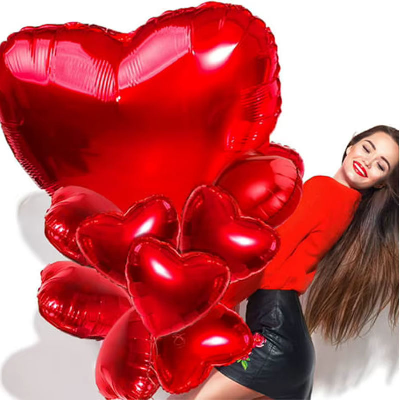 Roter Herz-Folienballon von LQVYI für Valentinstag, Hochzeit und Geburtstag, Höhe: 75 cm - Bild 6