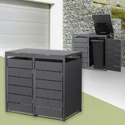 ML-Design Mülltonnenbox 2er für 240 Liter aus Stahl in Anthrazit, B/T/H: 132 x 80 x 124 cm - Bild 1
