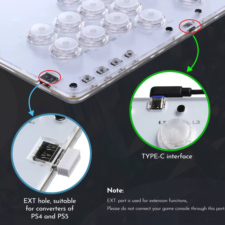 Haute42 BOOTER 5 Gaming-Konverter White Hitbox-Adapter für PS4 und PS5 zur Nutzung mit HautePad hebellosen Controllern für Kampfspiele - Bild 3