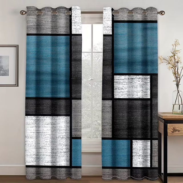 VIKAMA 2er-Set Vorhänge mit geometrischem Design in Multicolour, blickdicht und lichtecht für Wohnzimmer und Schlafzimmer - Bild 1