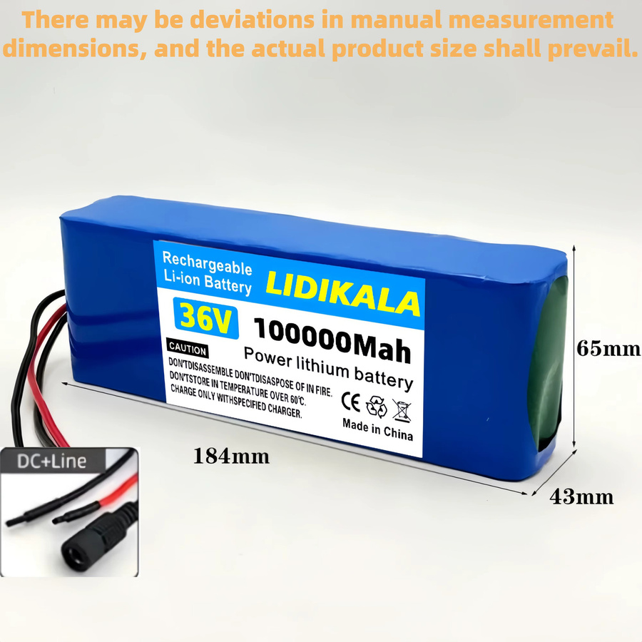 36V 100000mAh Lithium-Ionen-Akku 10S2P wiederaufladbarer Akku für Elektrofahrräder und Elektroroller in Blau - Bild 2