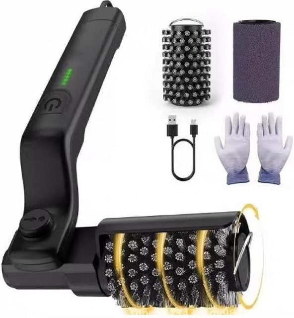 SHTAZKIA Elektrische Grillbürste Schwarz mit Edelstahlborsten, Kabellos und Wiederaufladbar mit verstellbarem Winkel und zwei Reinigungsbürsten - Bild 1