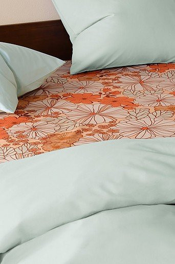 Jotex FIORI BOLD Spannbettlaken aus Baumwolle, Floral, Orange/Mehrfarbig, B/T: 180 x 200 cm - Bild 1