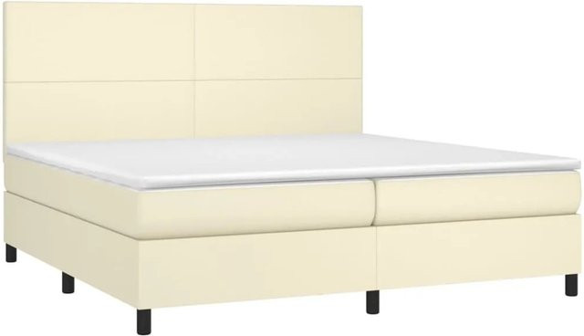 vidaXL Boxspringbett mit Matratze in Beige aus Kunstleder und Stoff, Hybrid-Design mit Taschenfederkern, B/T: 200 x 200 cm - Bild 1