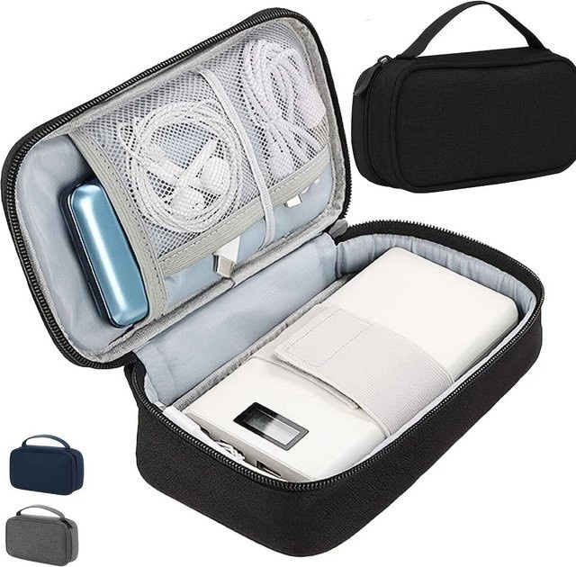 JBAILI Elektronik-Reise-Organizer in Schwarz, tragbare Zubehörtasche zur staubfreien Aufbewahrung von Kabeln, USB-Flash-Laufwerken und Telefonen - Bild 1