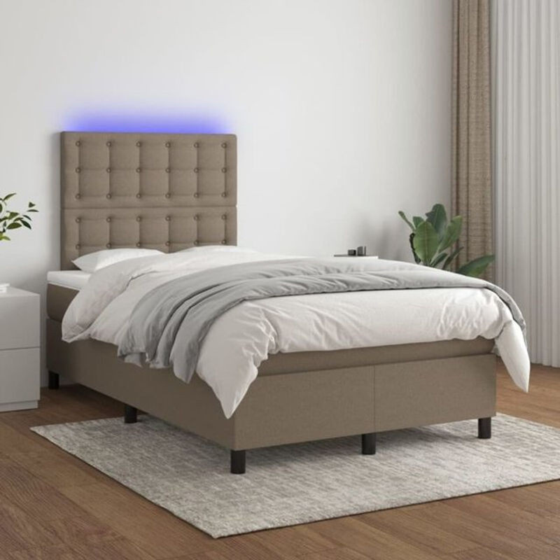 vidaxl Boxspringbett mit Matratze in Taupe meliert aus Stoff, B/T: 200 x 120 cm - Bild 1
