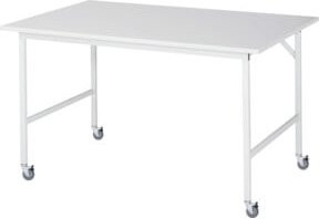 Rau Fahrbarer Arbeitstisch Jerry mit M-Platte 22mm, Grau-Weiß, B/T/H: 150 x 100 x 90 cm - Bild 1