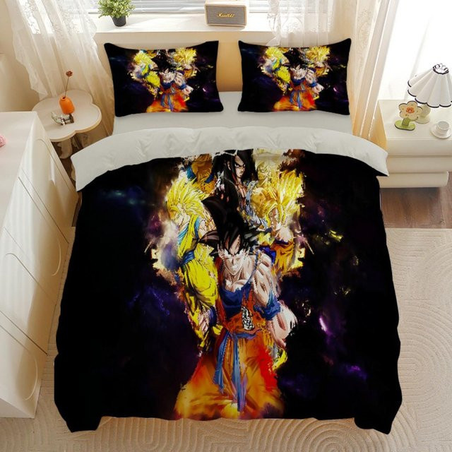 Dragon Ball Bettwäsche-Set Binchi Fitness mit Goku Super Saiyan Motiv, 3D-Druck, mehrfarbig, Bettbezug und Kissenbezug, Breite: 178 cm, Höhe: 218 cm - Bild 1