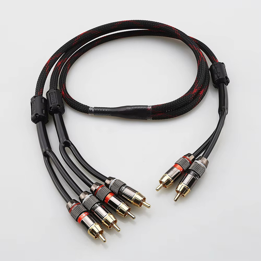 Audiocrast RCA Stereo Audio Splitter Y-Adapter Kabel Schwarz 2 auf 4 Stecker - Bild 3
