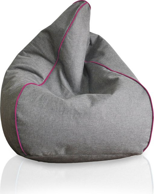 KINZLER Sitzsack in Leinenoptik mit Neon-Piping, Anthrazit und Magenta - Bild 1