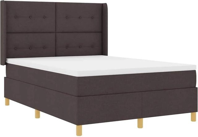 vidaXL Boxspringbett mit Matratze in Braun, Hybridbett mit Taschenfederkern aus Stoff, B/T: 140 x 200 cm - Bild 1