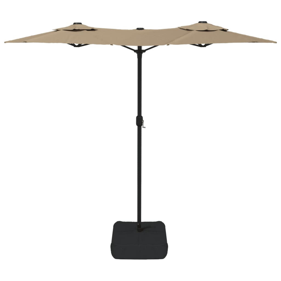 Vidaxl Doppel-Sonnenschirm mit LED in Beige, B: 316 cm, T: 240 cm, H: 240 cm - Bild 3