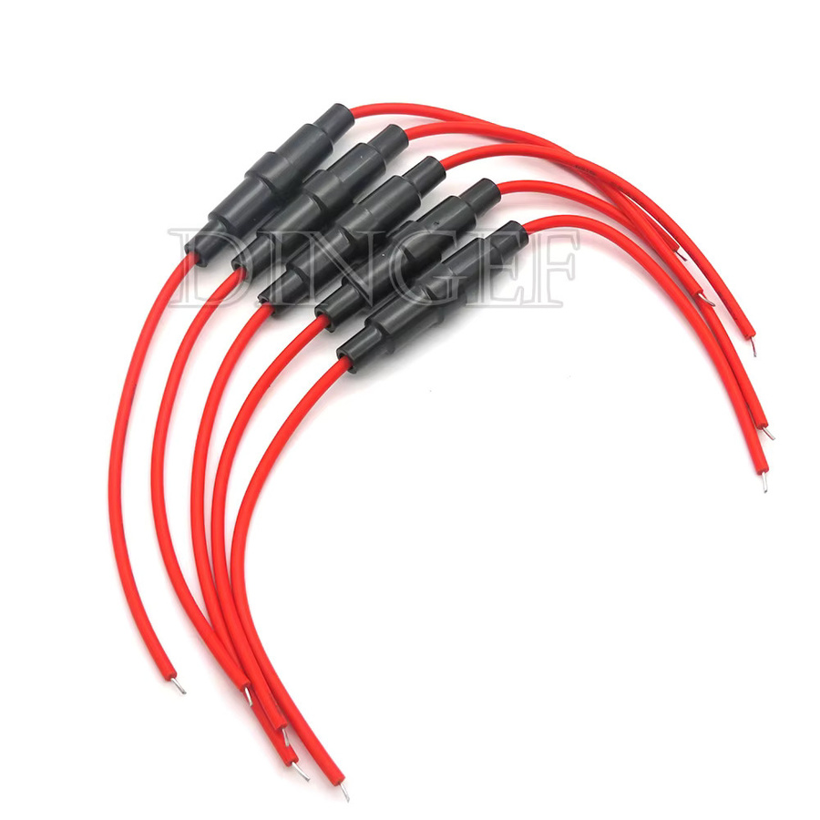 10er Set aus Glassicherungshalter-Schrauben 5x20mm mit 5 Drahtkabeln 22AWG und Glassicherungshülsen 5x20mm - Bild 2